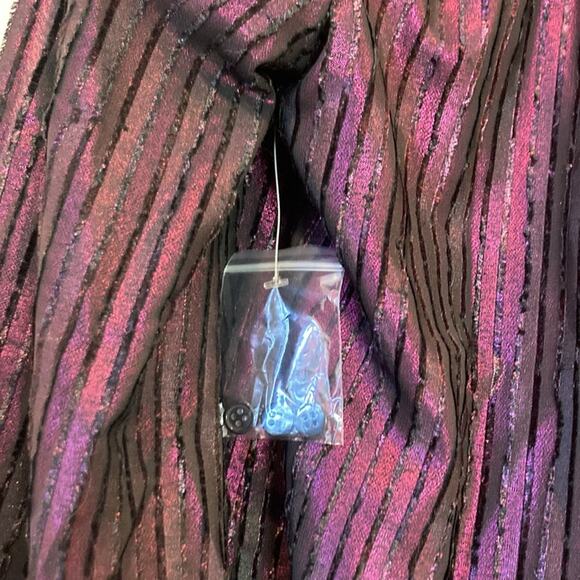 ModCloth Purple Striped Sheer Metallic Button Down Blouse Size M - Picture 12 of 13
